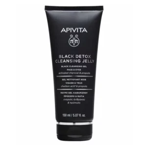 apivita gel nettoyant noir visage & yeux - charbon actif 150ml