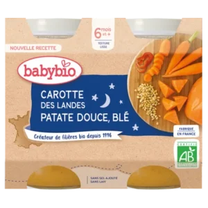 babybio organic baby food: carotte des landes, patate douce & blé 2x220g