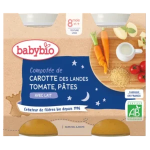 compotée pour bébé : carotte des landes et tomate avec pâtes 2x200g