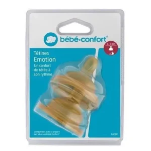tétines bébé confort emotion t.3 bouillie - lot de 2 en latex (6-24m)