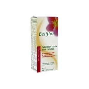 coloration crème pour cheveux sans amoniaque beliflor unidose n° 34 chocolat - 120ml