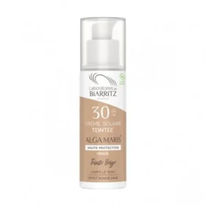 crème solaire visage teintée spf30 bio - biarritz algamaris beige