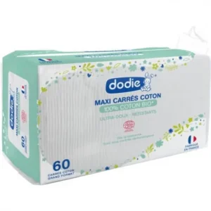 dodie maxi coton: carrés coton bio 3 en 1 pour siège, visage et mains