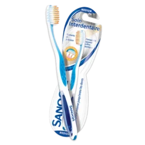 brosse à dents interdentaire medium sanogyl – nettoyage précis rose, bleu, vert