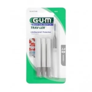 Brossettes Interdentaires GUM TRAV-LER - 4 Unités avec Brossette 2mm et Protection Antibactérienne