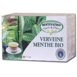 infusion verveine menthe bio - 20 sachets de 1,6g pour une expérience tonique et rafraîchissante