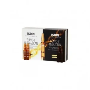 isdin flavo-c 24h : pack de 4 ampoules de soins de la peau – ultraglican et mélatonine