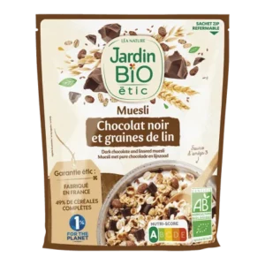 muesli chocolat noir et graines de lin bio - 375g de jardin