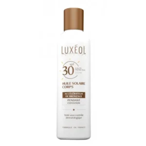 huile solaire corps spf 30 luxéol – protection solaire et accélérateur de bronzage