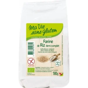 farine de riz demi complète sans gluten ma vie sans gluten - 500g bio