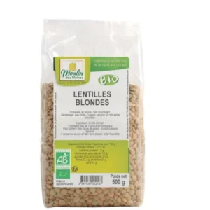 lentilles blondes bio | moulin des moines – riches en protéines végétales 500g