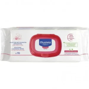 mustela lingettes nettoyantes apaisantes sans parfum – 70 piéces
