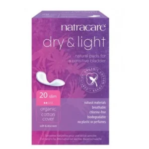 serviettes pour incontinence natracare dry+ light - protection naturelle et confortable 20 unités