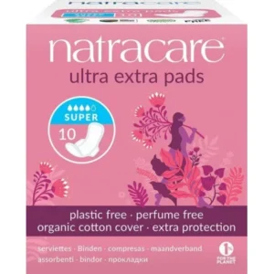 serviettes hygiéniques ultra extra super natracare - pack de 10
