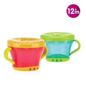 boîte à biscuits nuby pour enfants +12 mois avec couvercle intelligent easy grip™