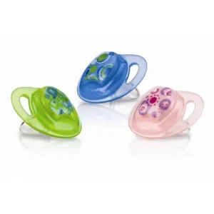 sucette orthodontique nuby en silicone avec picots de massage 6-18 mois prism