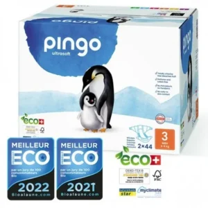 pingo couches écologiques jetables midi jumbo taille 3 (4-9kg) 2x44 couches