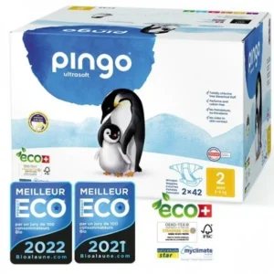 couches écologiques pingo jetables mini jumbo taille 2 (3-6kg) – pack de 2x42 couches ultra-absorbantes