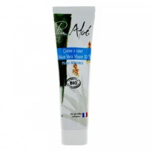 crème à raser pur aloé à l'aloé vera natif 50% – soin hydratant et apaisant pour peaux sensibles 100 ml