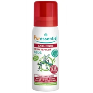 anti-moustique bébé puressentiel - spray répulsif 60ml 7h d'efficacité