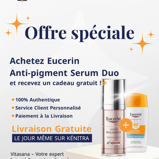 eucerin ecran anti-pigment spf 50 + 50 ml = 2 serum duo format de voyage offerts