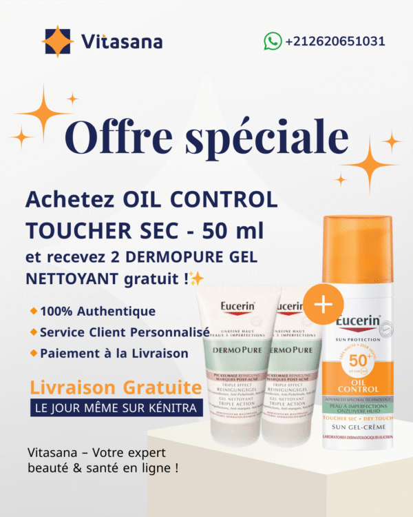 eucerin sun toucher sec gel crème huile controle = 2 dermpoure serum miniature offerts