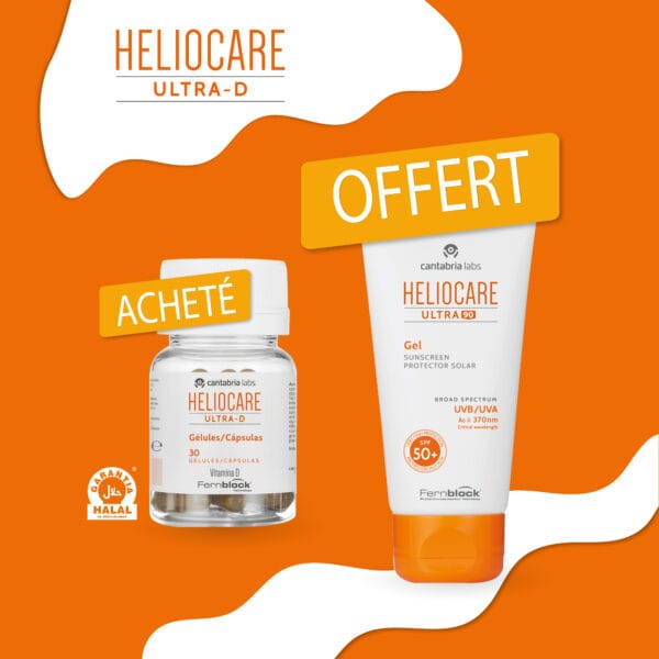 heliocare oral capsules ultra d - 30 gélules = ultra gel 90 spf50 offert
