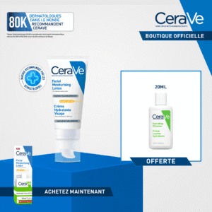 cerave crème hydratante visage spf50 peaux normales à sèches 52ml = miniature offerte