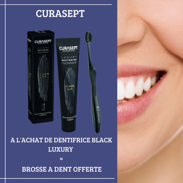 curasept black luxury whitening dentifrice 75ml = 1 brosse à dent offert