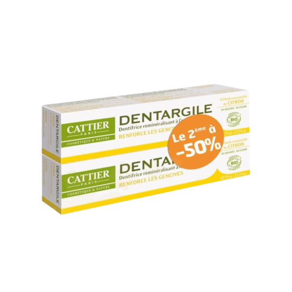 cattier dentargile dentifrice citron 2 x 75ml pack