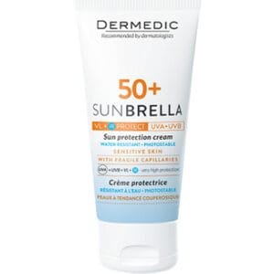 dermedic sunbrella creme spf50+ peau sensibles pour couperosique 50ml