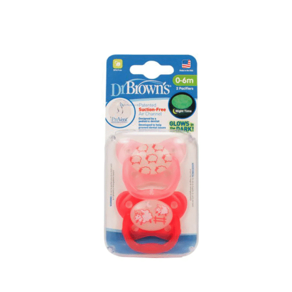 dr brown’s 2 sucette butterfly shield pink 0-6m