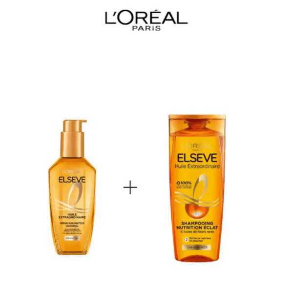 elseve huile extraodinaire cheveux normal secs shampooing 200ml+serum 100ml