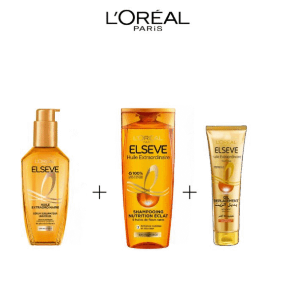 elseve routine ex oil  huile 100ml+shampooing 200ml+oil replacement 125ml