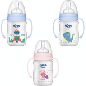 weebaby biberon large avec poignees 0-6 mois 150ml 137-f
