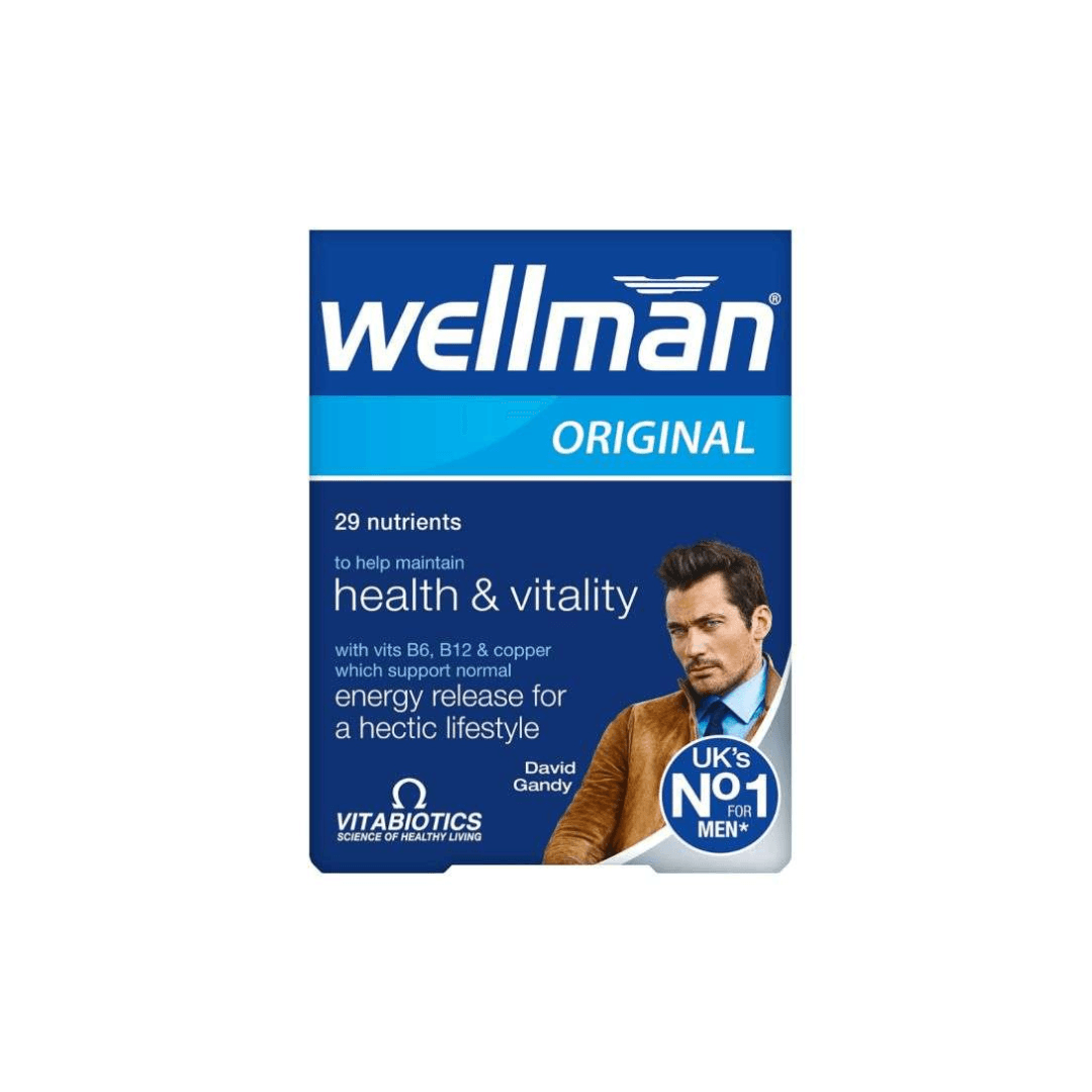 vitabiotics wellman original propose une formule avancée spécialement pensée pour la vitalité masculine. chaque comprimé concentre des vitamines et minéraux spécifiques : vitamines a, c, d, b6 et b12, acide folique et cuivre qui participent au maintien d’un système immunitaire performant, tout en favorisant la production d’énergie et la réduction de la fatigue.