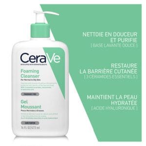 cerave gel moussant nettoyant peau normale à grasse | 473ml