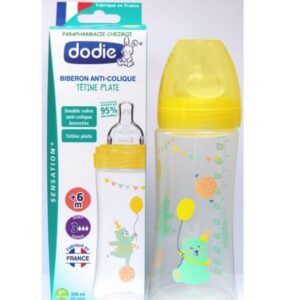 dodie biberon senstation+ tétine plate 330ml + 6m jardin